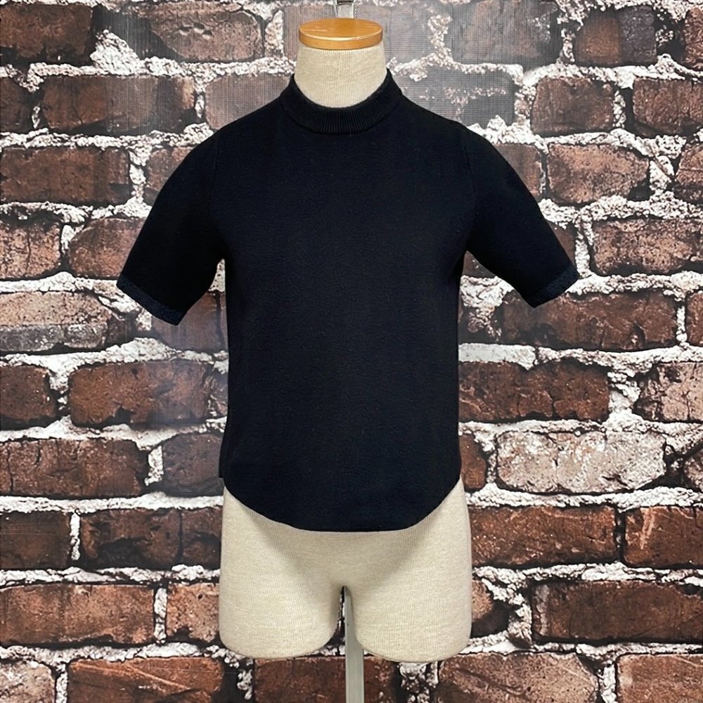 Zara Knit Short Sleeve Sweater Crew Neck Short Black Size Small S - Picture 5 of 16